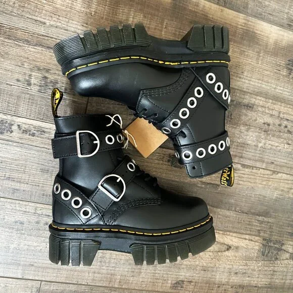 Dr. Martens Quad Neoteric Audrick Hardware Boots Leather Platform Nappa Lux US 5 - Picture 13 of 16